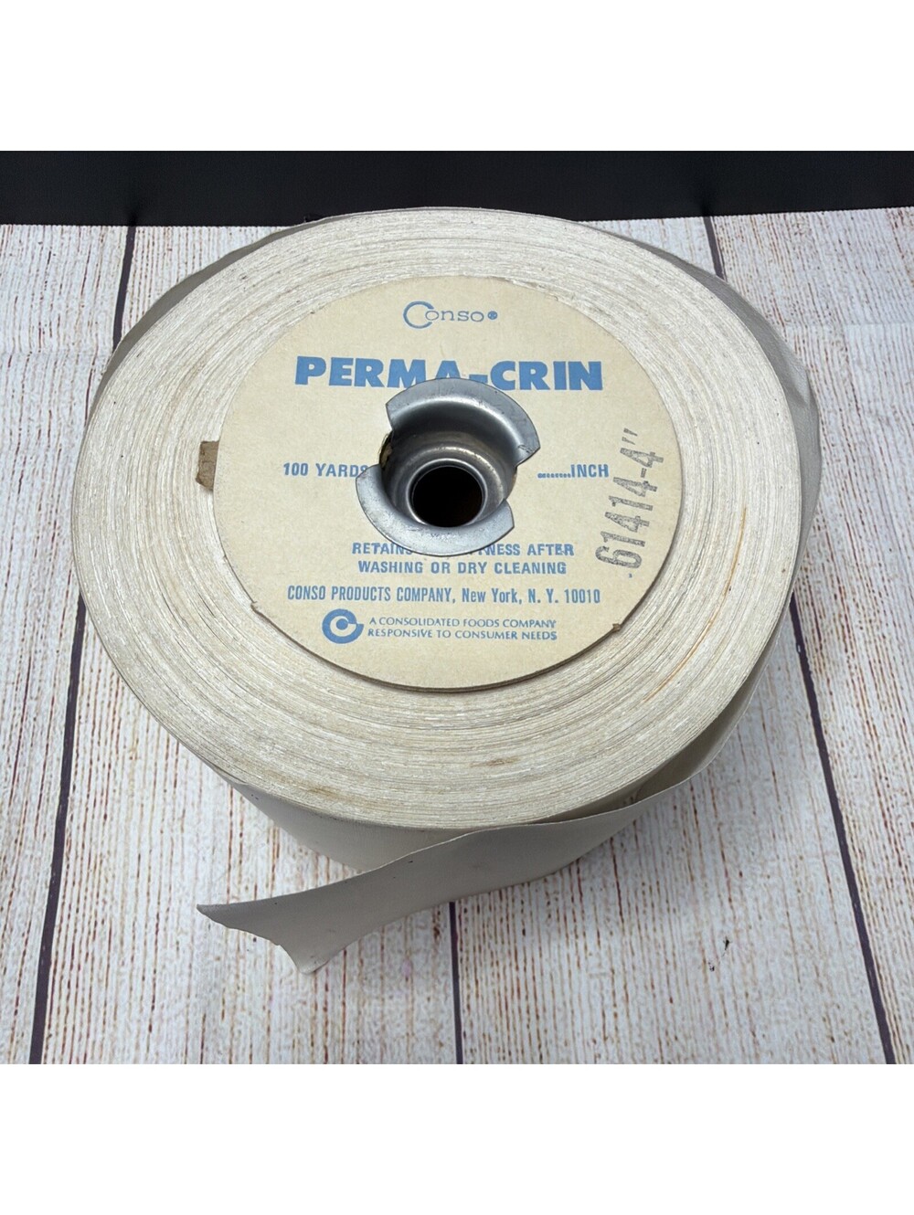 Vintage Conso Perma-Crin Crinoline Tape 4 Inches Open Spool